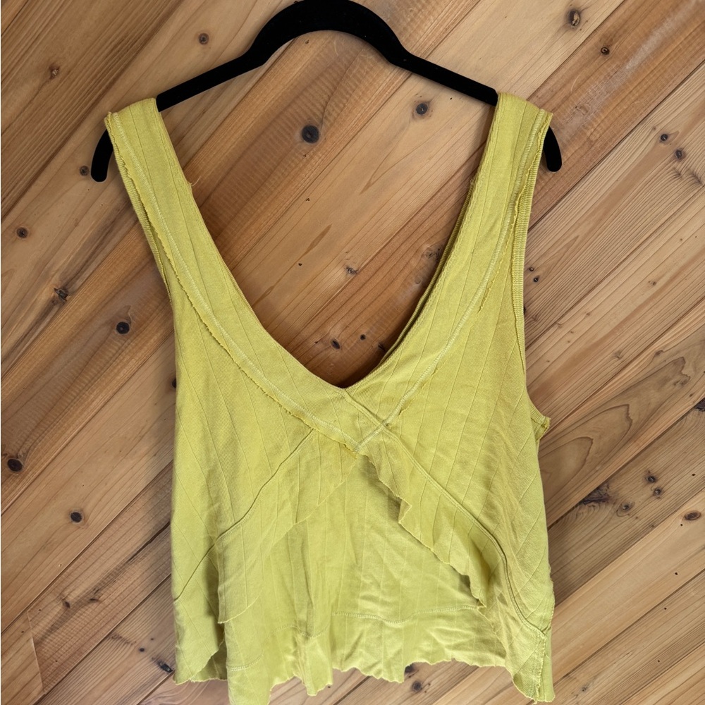 Free People Yellow Green Tank Top